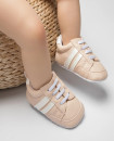 Indoor stripe 6M-18M design PU leather breathable non slip fabric bottom baby sneaker Pink 